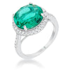 Emie 7.3ct Blue Green CZ Rhodium Classic Ring